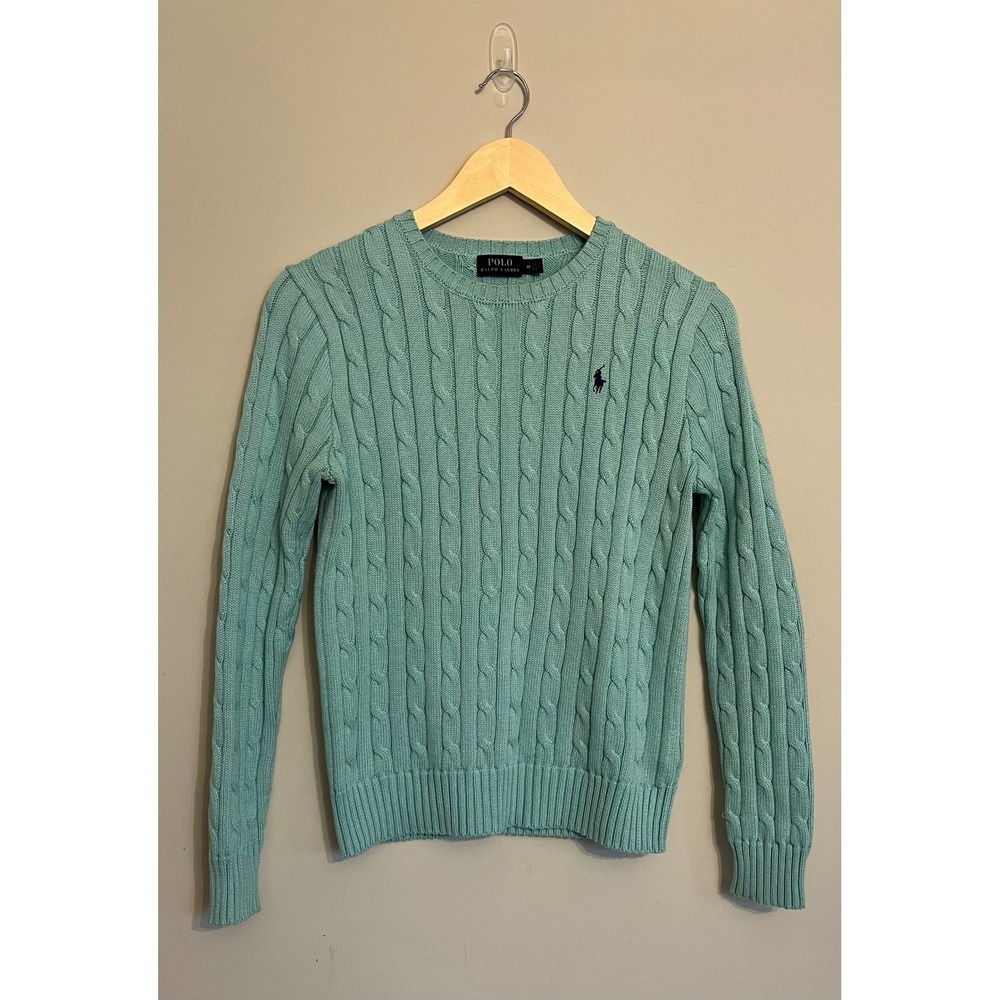 Polo by Ralph Lauren Women's Cable Knit Crewneck Sweater in Mint